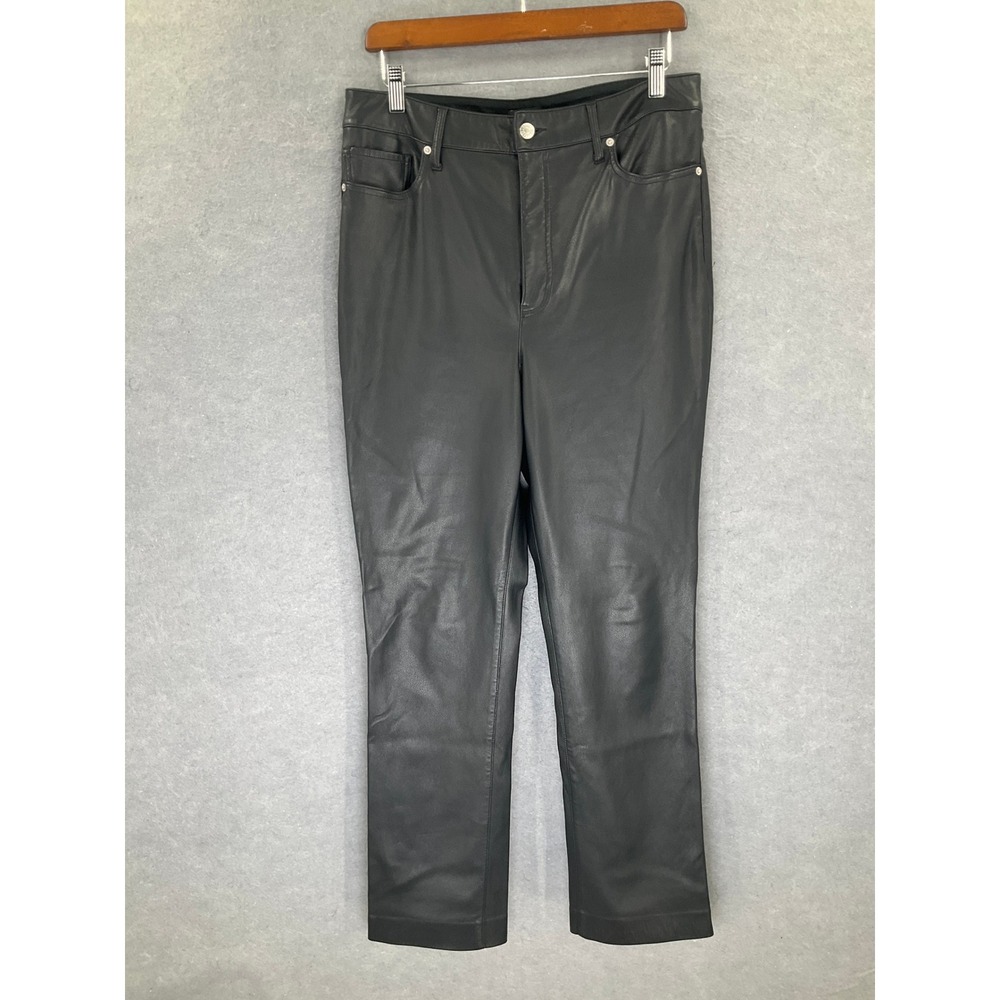 Express 90s‎ Slim Super High Rise Faux Leather Pants Womens Size 12R Black